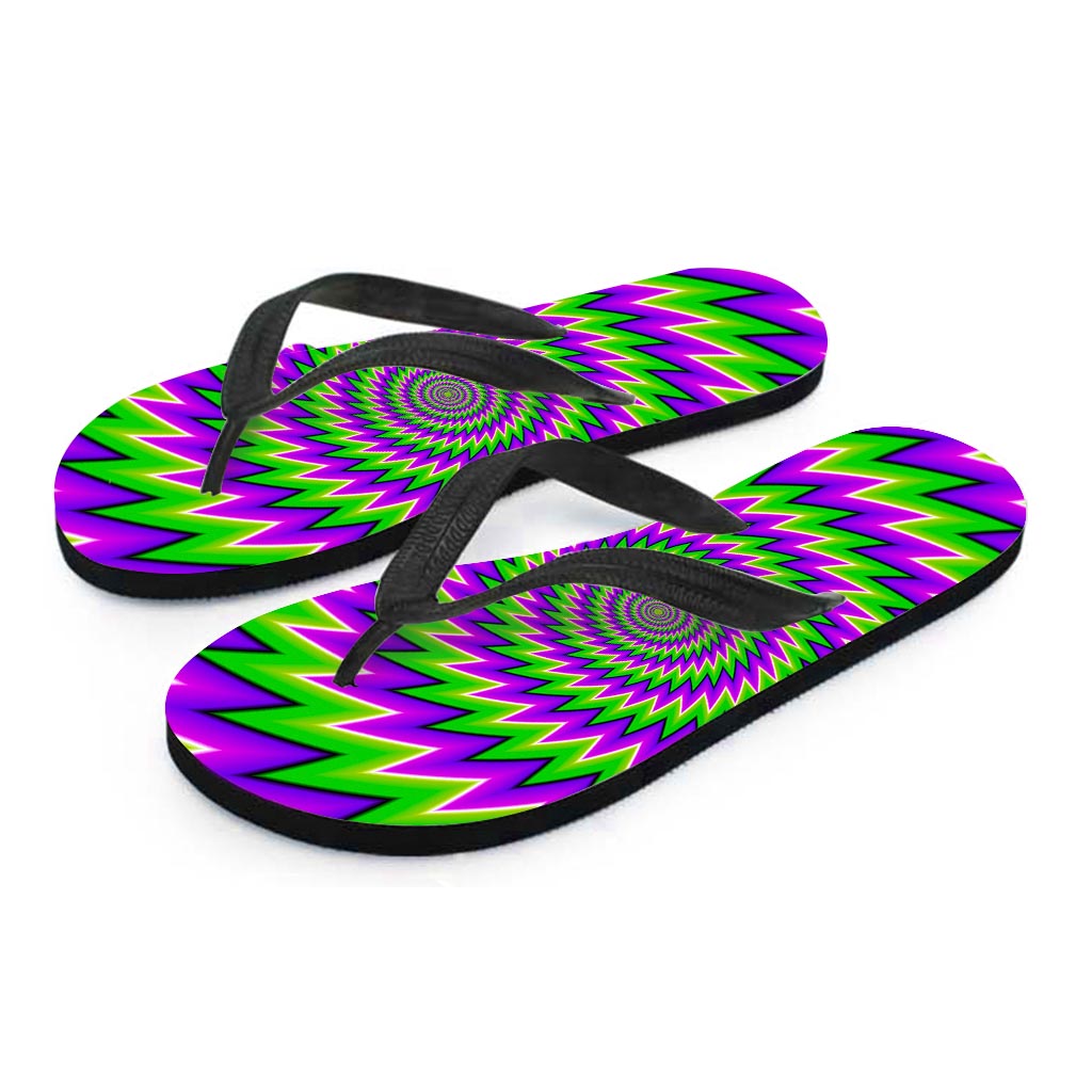 Green Spiral Moving Optical Illusion Flip Flops