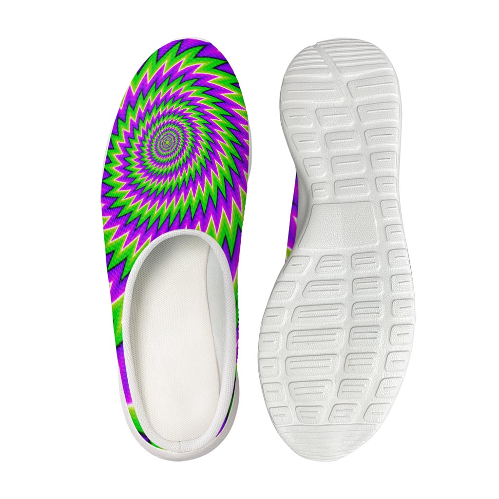 Green Spiral Moving Optical Illusion Mesh Casual Shoes