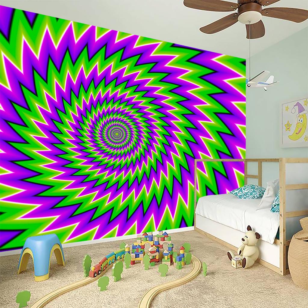 Green Spiral Moving Optical Illusion Wall Sticker