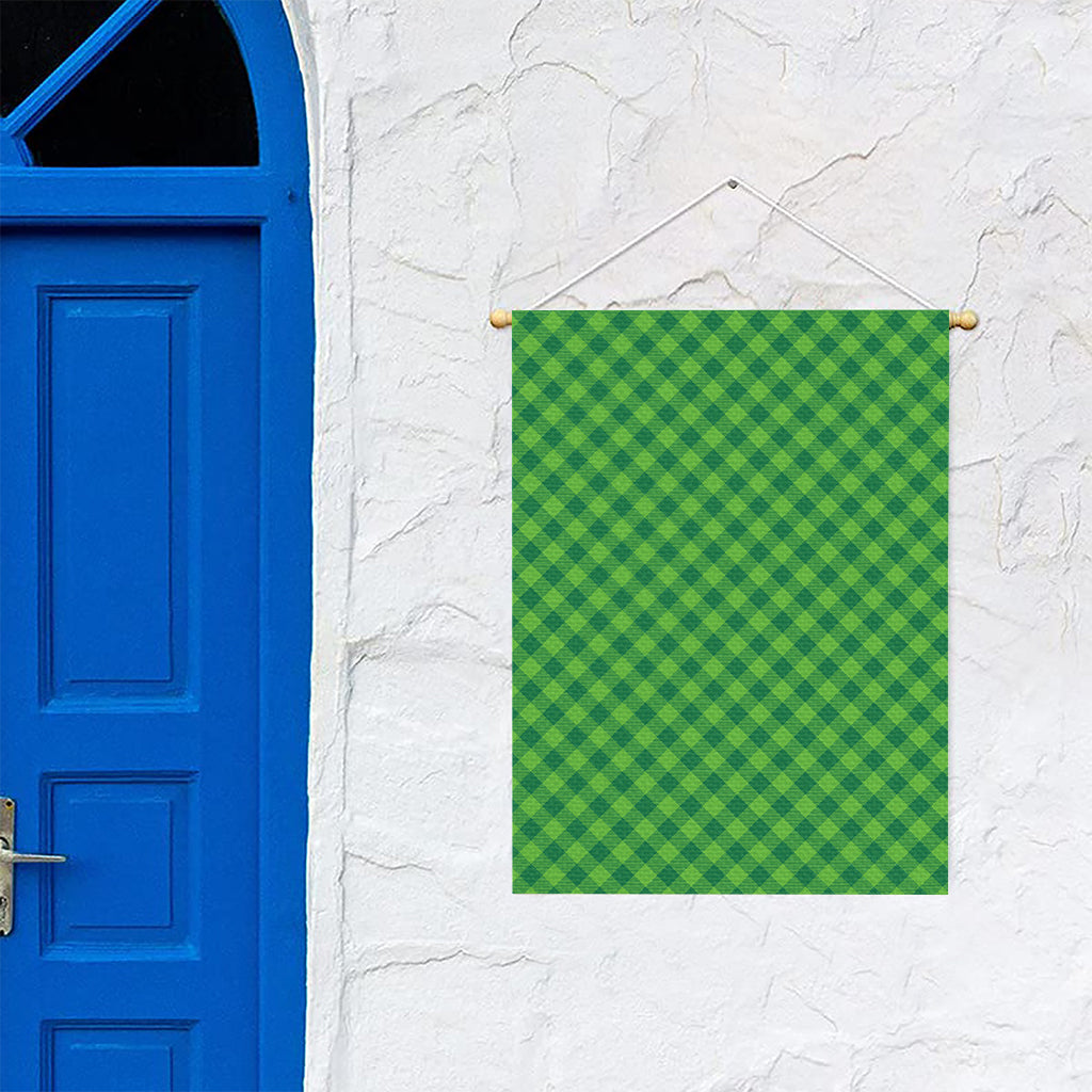 Green St. Patrick's Day Plaid Print Garden Flag