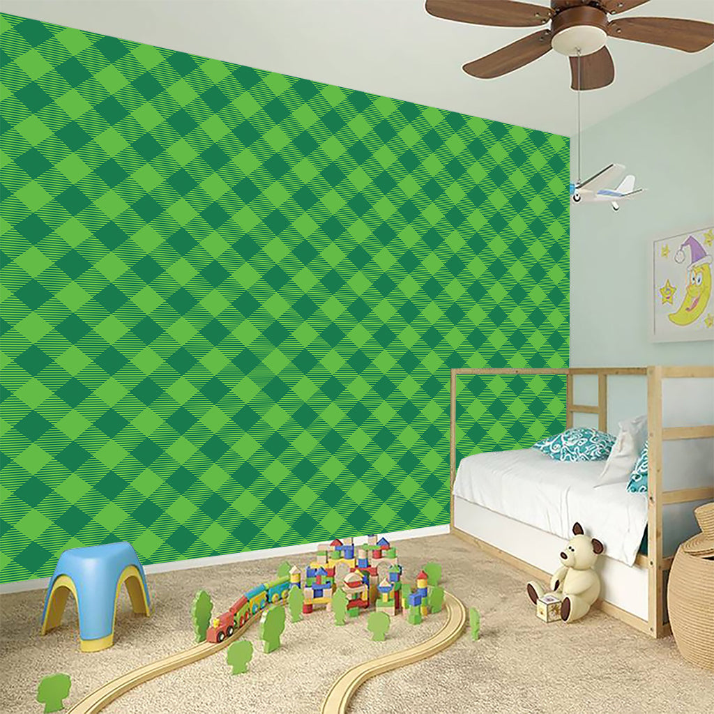 Green St. Patrick's Day Plaid Print Wall Sticker