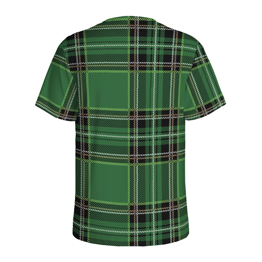 Green Stewart Tartan Pattern Print Men's Sports T-Shirt