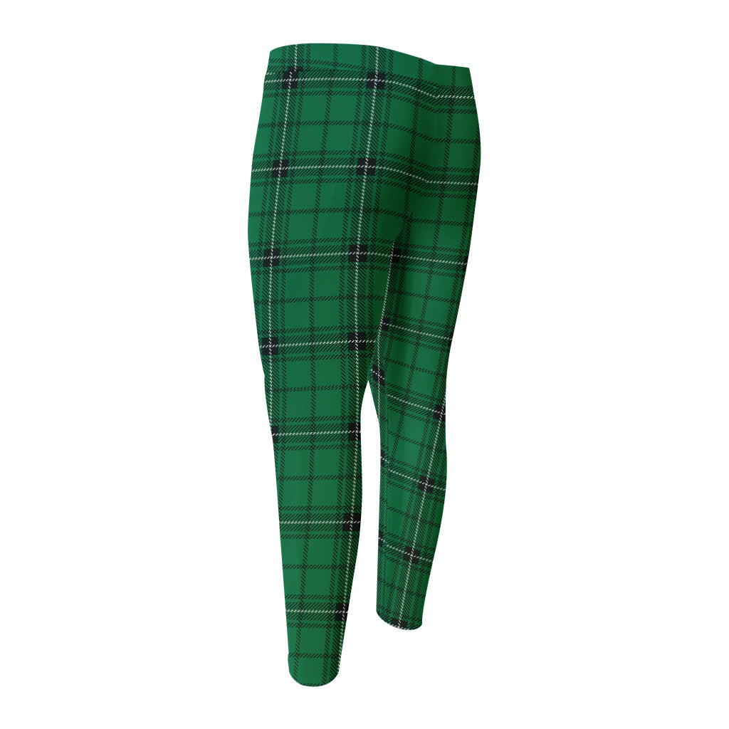 Green Stewart Tartan Print Men's Compression Pants