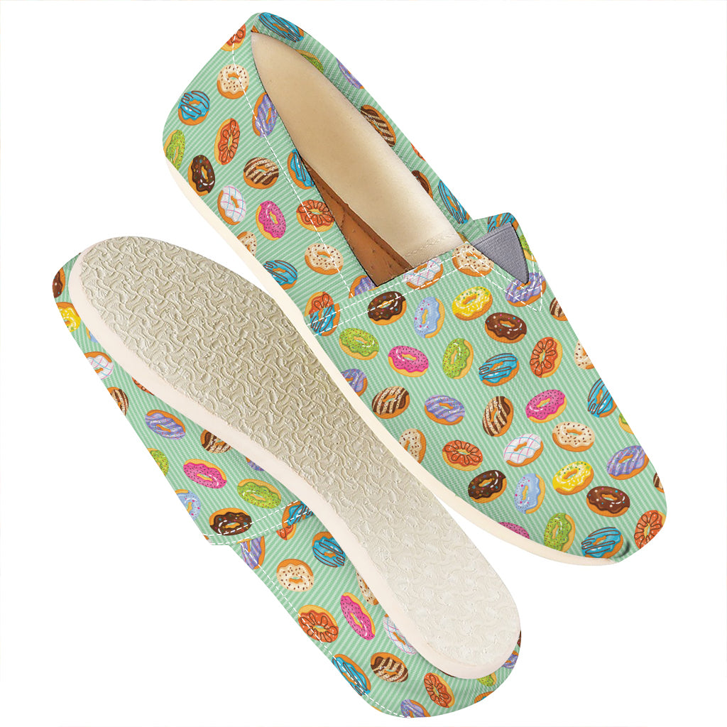 Green Striped Donut Pattern Print Casual Shoes