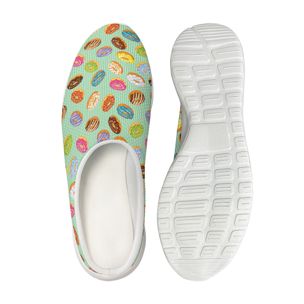 Green Striped Donut Pattern Print Mesh Casual Shoes