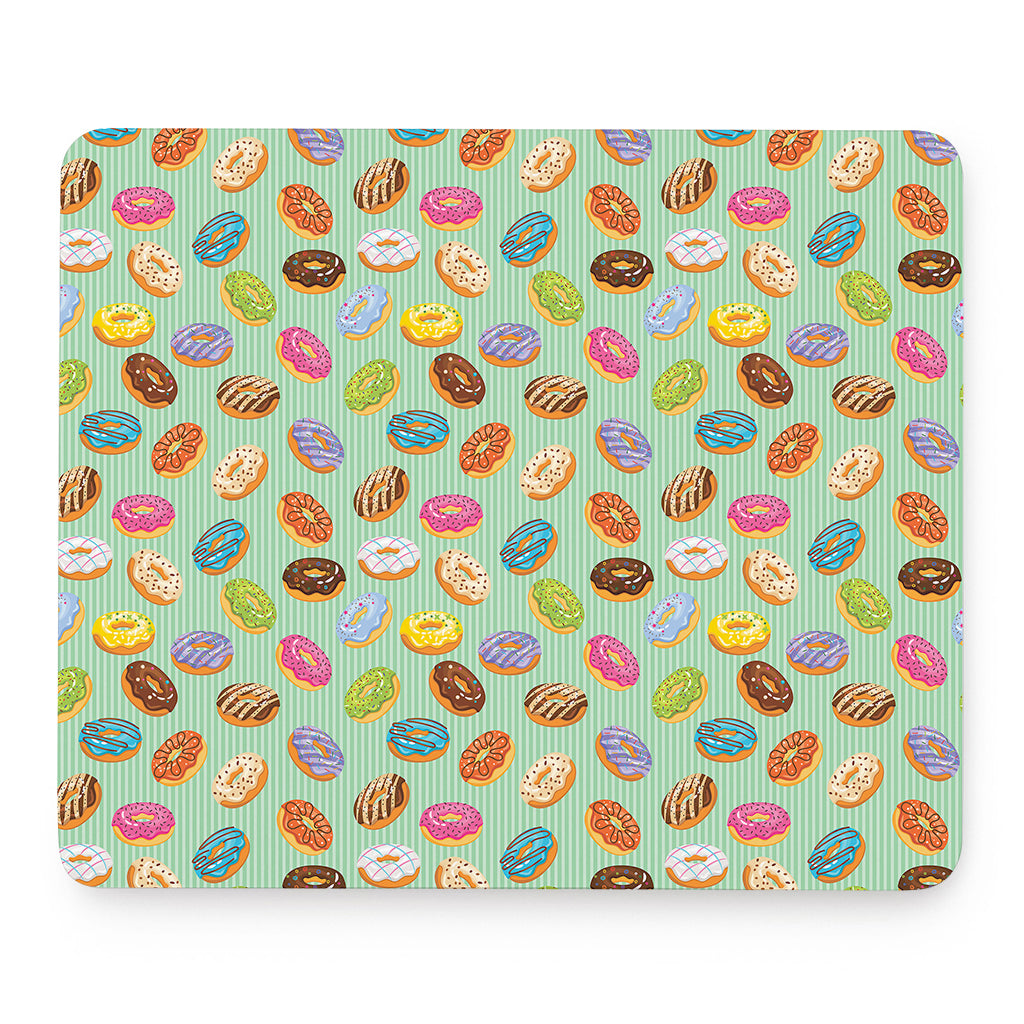 Green Striped Donut Pattern Print Mouse Pad
