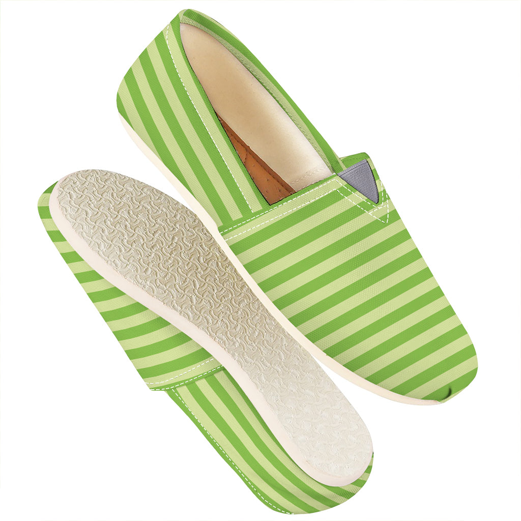 Green Striped Pattern Print Casual Shoes