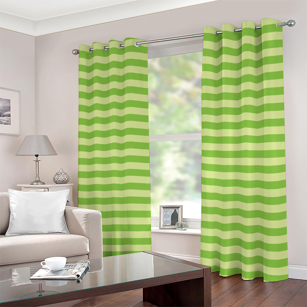 Green Striped Pattern Print Extra Wide Grommet Curtains
