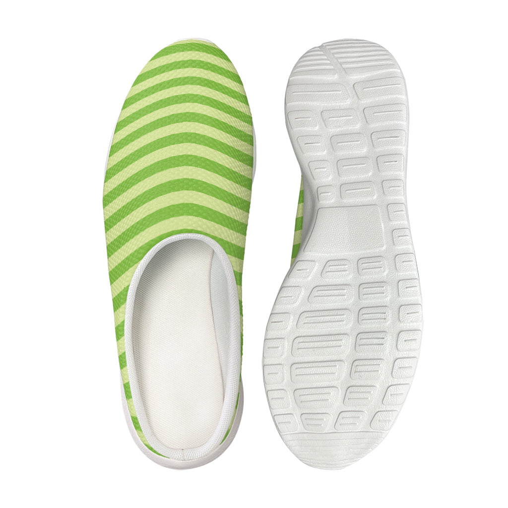 Green Striped Pattern Print Mesh Casual Shoes