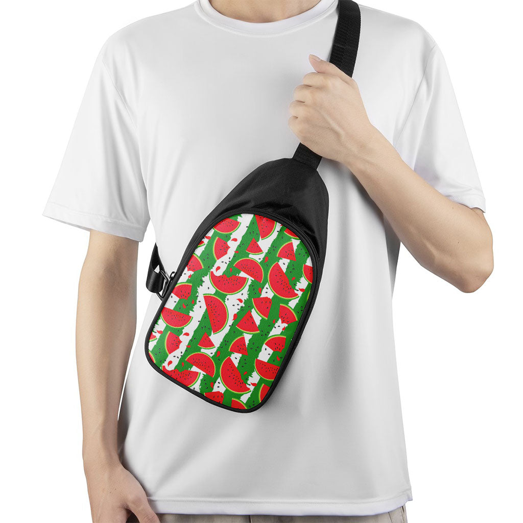 Green Stripes Watermelon Pattern Print Chest Bag