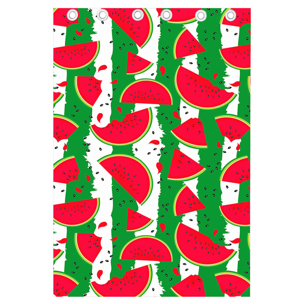 Green Stripes Watermelon Pattern Print Curtain