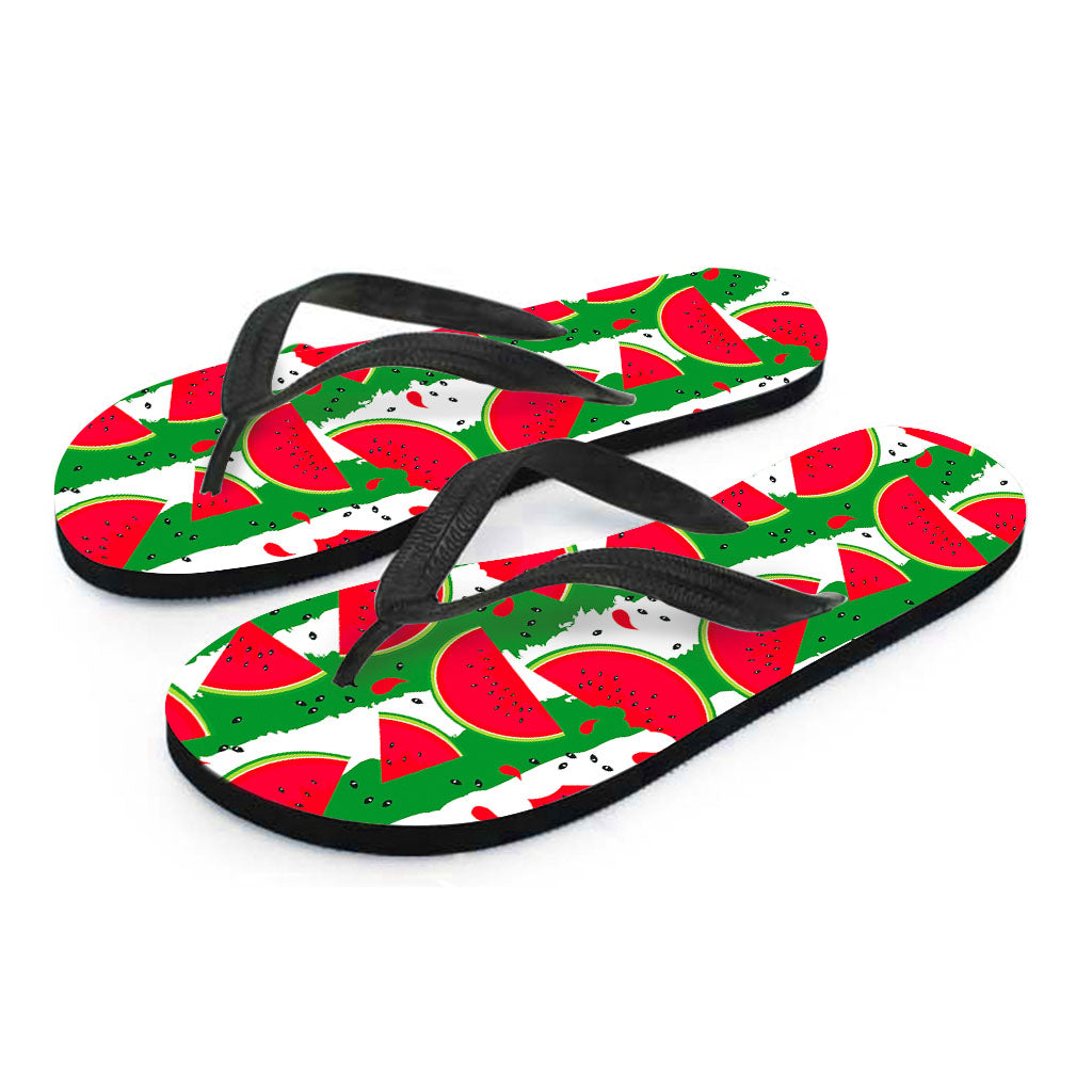 Green Stripes Watermelon Pattern Print Flip Flops
