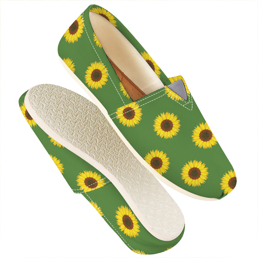 Green Sunflower Pattern Print Casual Shoes