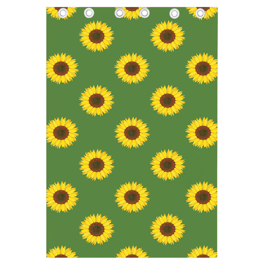 Green Sunflower Pattern Print Curtain