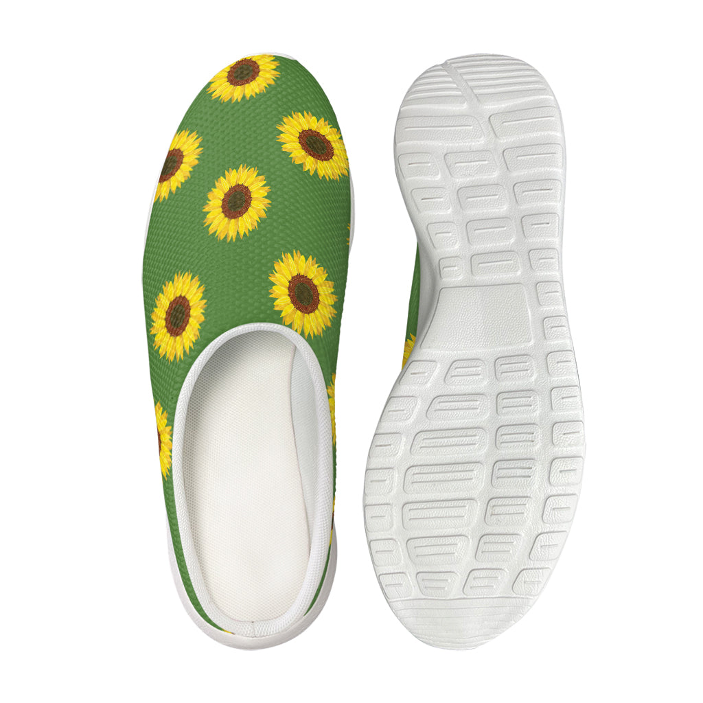 Green Sunflower Pattern Print Mesh Casual Shoes