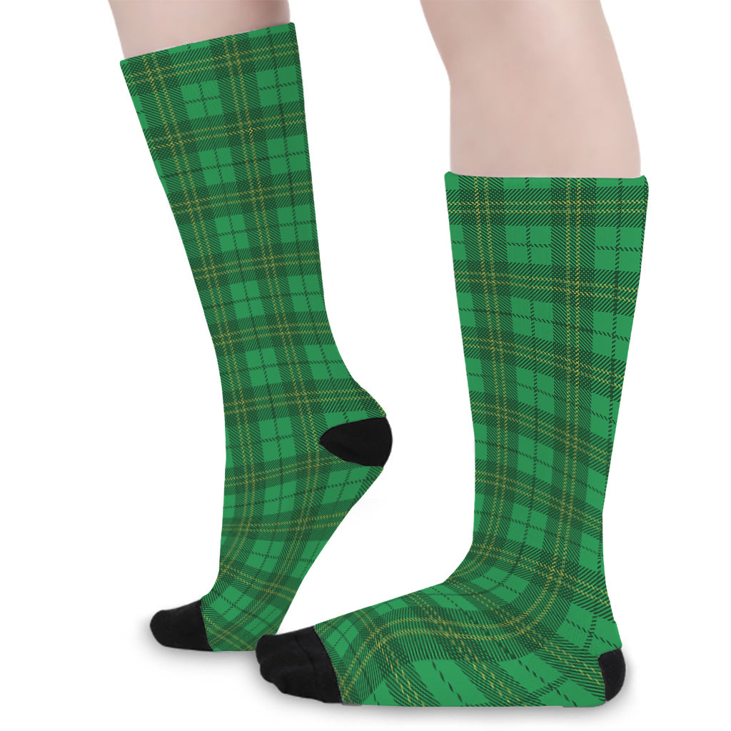 Green Tartan St. Patrick's Day Print Long Socks
