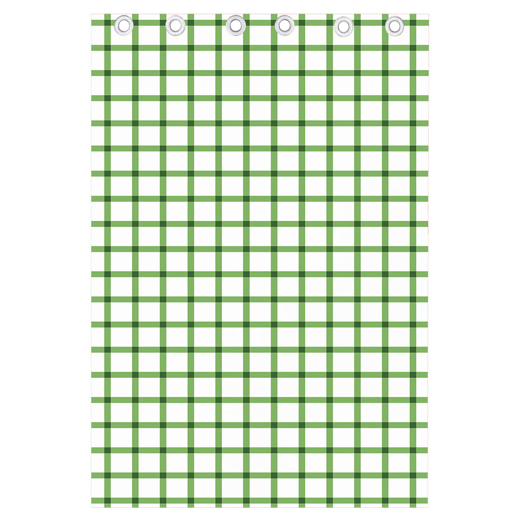 Green Tattersall Pattern Print Curtain