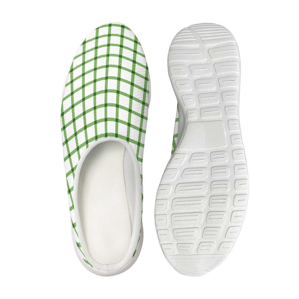 Green Tattersall Pattern Print Mesh Casual Shoes