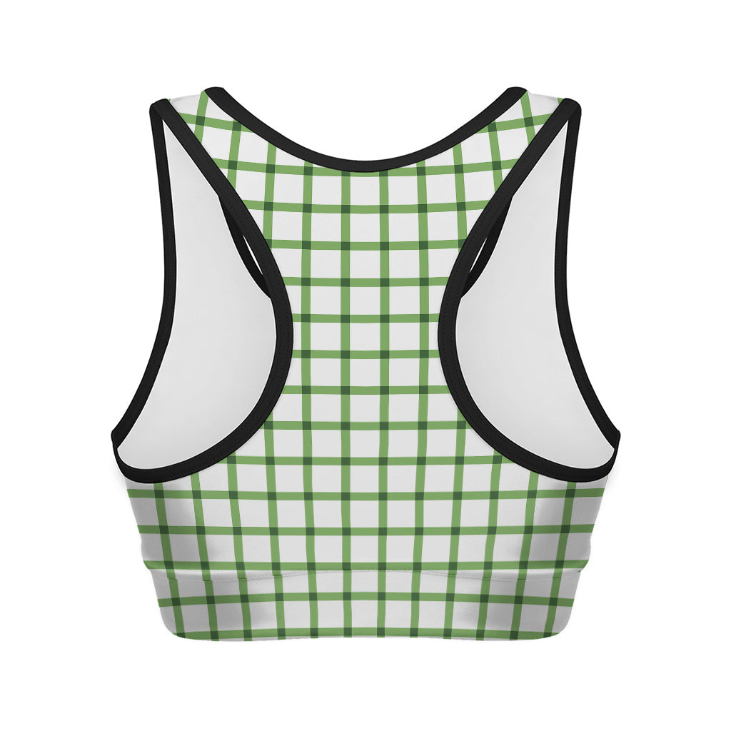 Green Tattersall Pattern Print Women's Sports Bra
