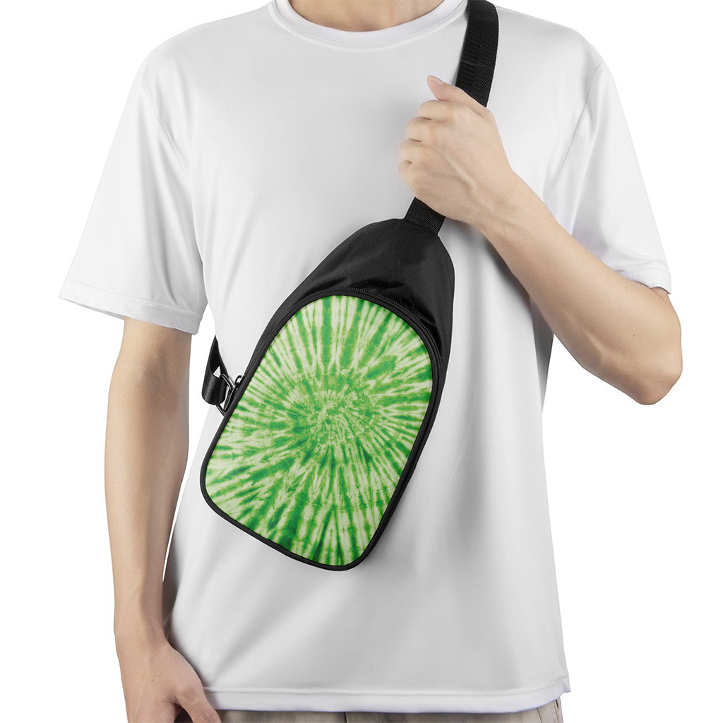 Green Tie Dye Print Chest Bag