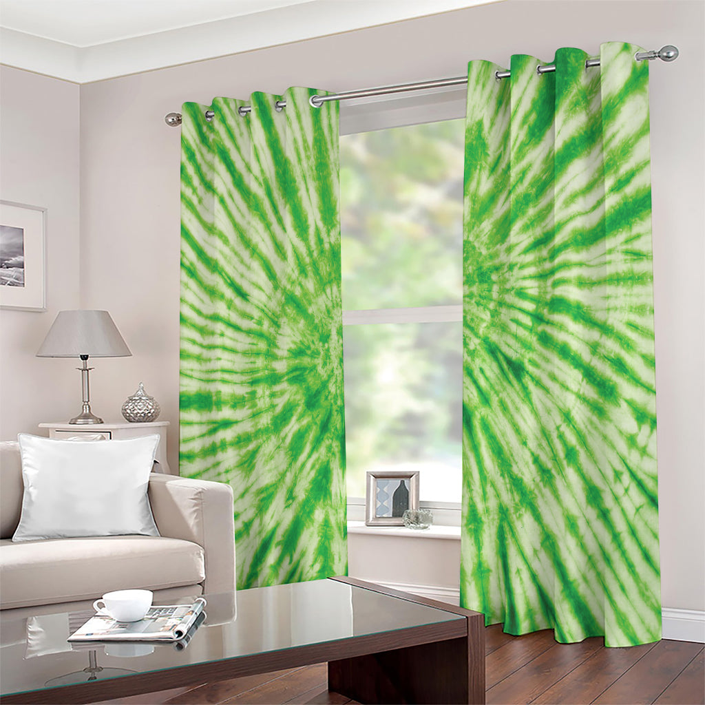Green Tie Dye Print Extra Wide Grommet Curtains