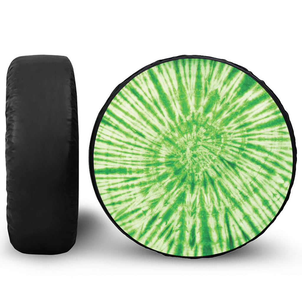 Green Tie Dye Print Leather Spare Tire Cover