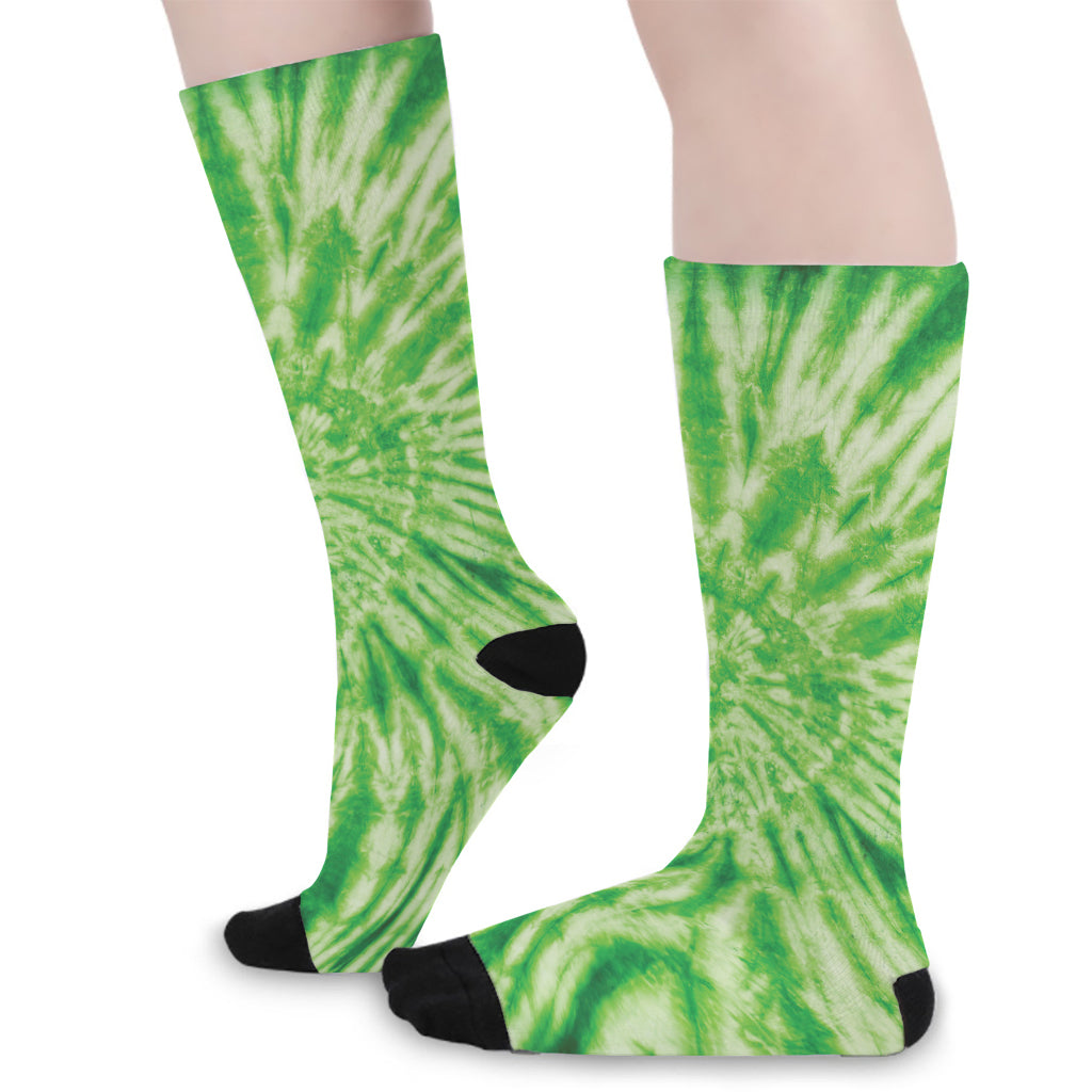 Green Tie Dye Print Long Socks