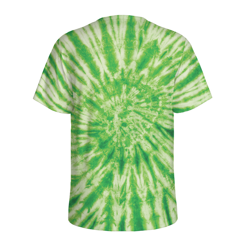Green Tie Dye Print Men's Sports T-Shirt