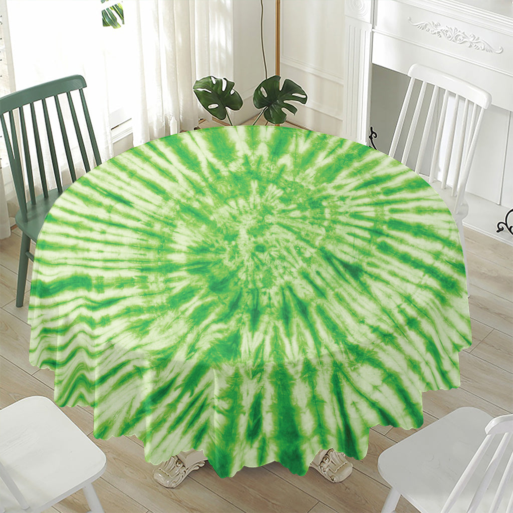 Green Tie Dye Print Waterproof Round Tablecloth