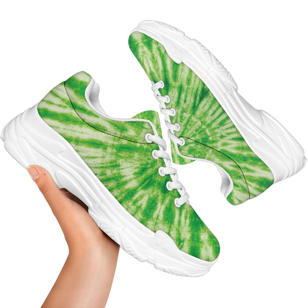 Green Tie Dye Print White Chunky Shoes
