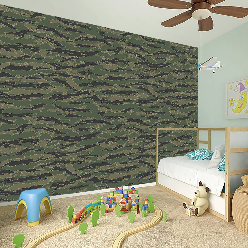 Green Tiger Stripe Camouflage Print Wall Sticker