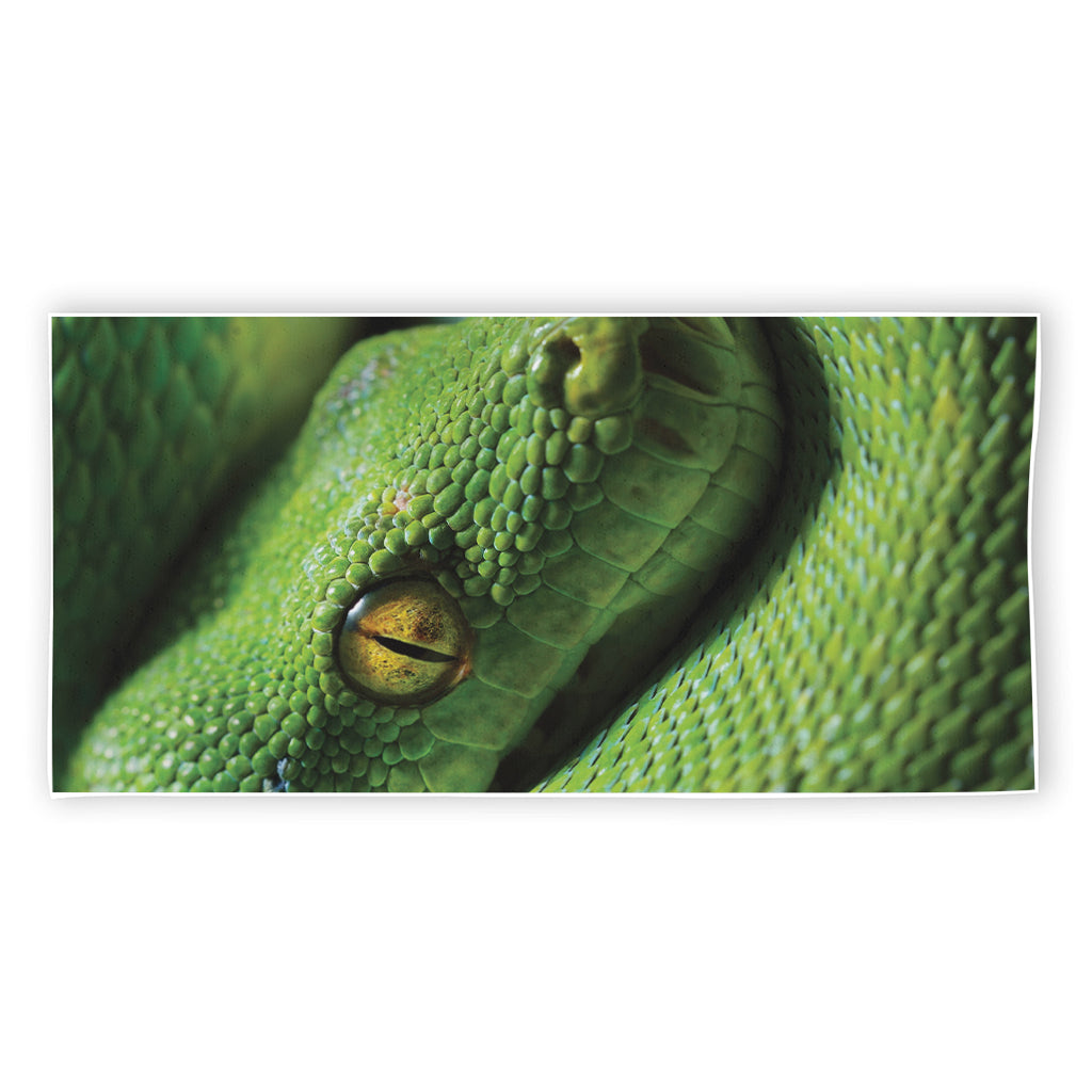 Green Tree Python Snake Print Beach Towel