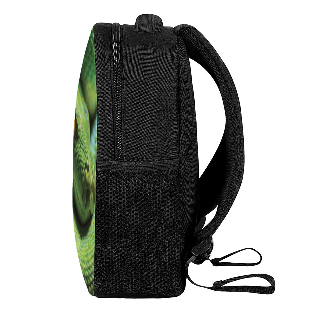 Green Tree Python Snake Print Casual Backpack