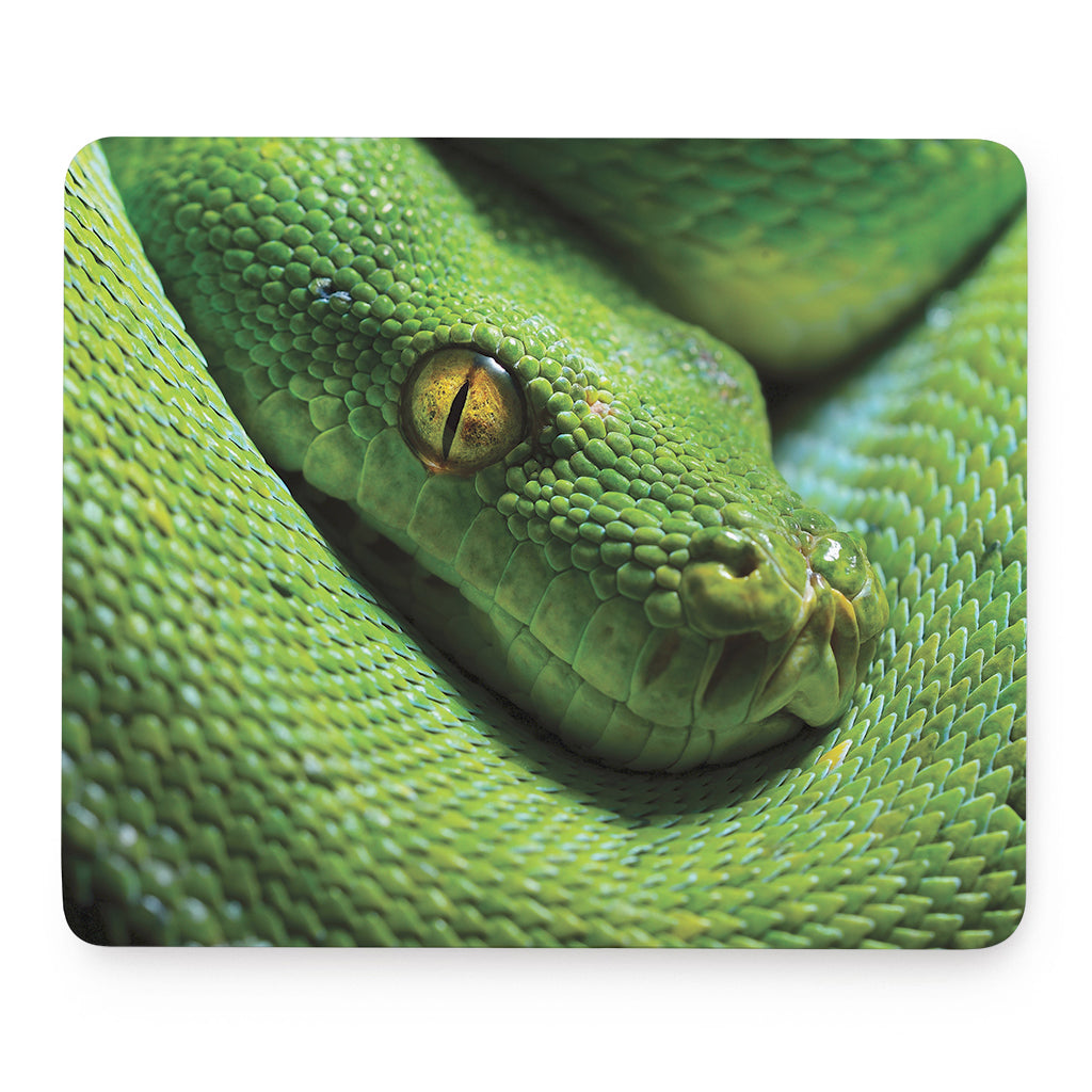 Green Tree Python Snake Print Mouse Pad