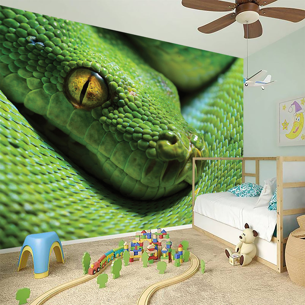 Green Tree Python Snake Print Wall Sticker