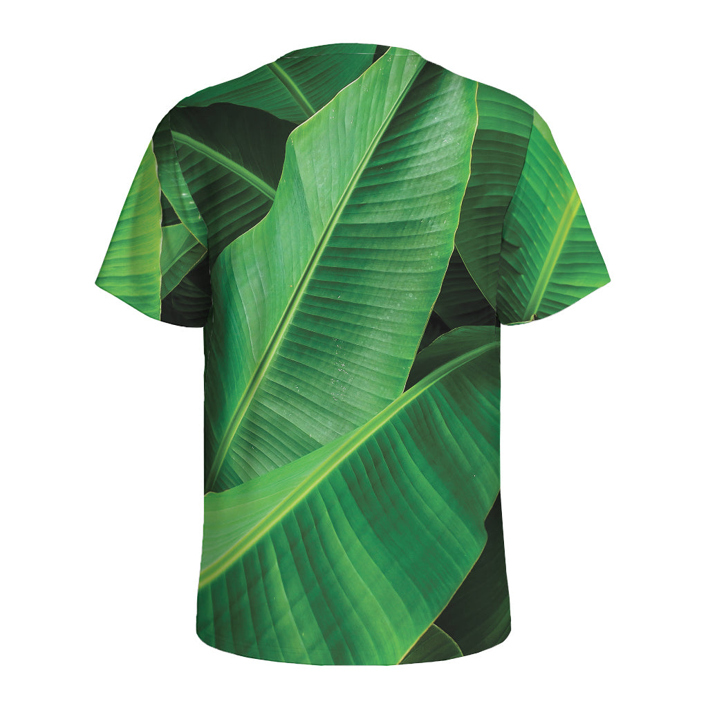Green Tropical Banana Palm Leaf Print Men's Sports T-Shirt
