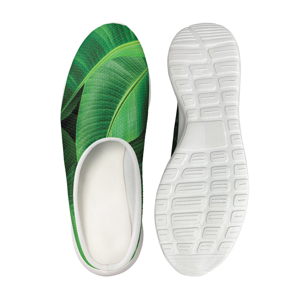 Green Tropical Banana Palm Leaf Print Mesh Casual Shoes