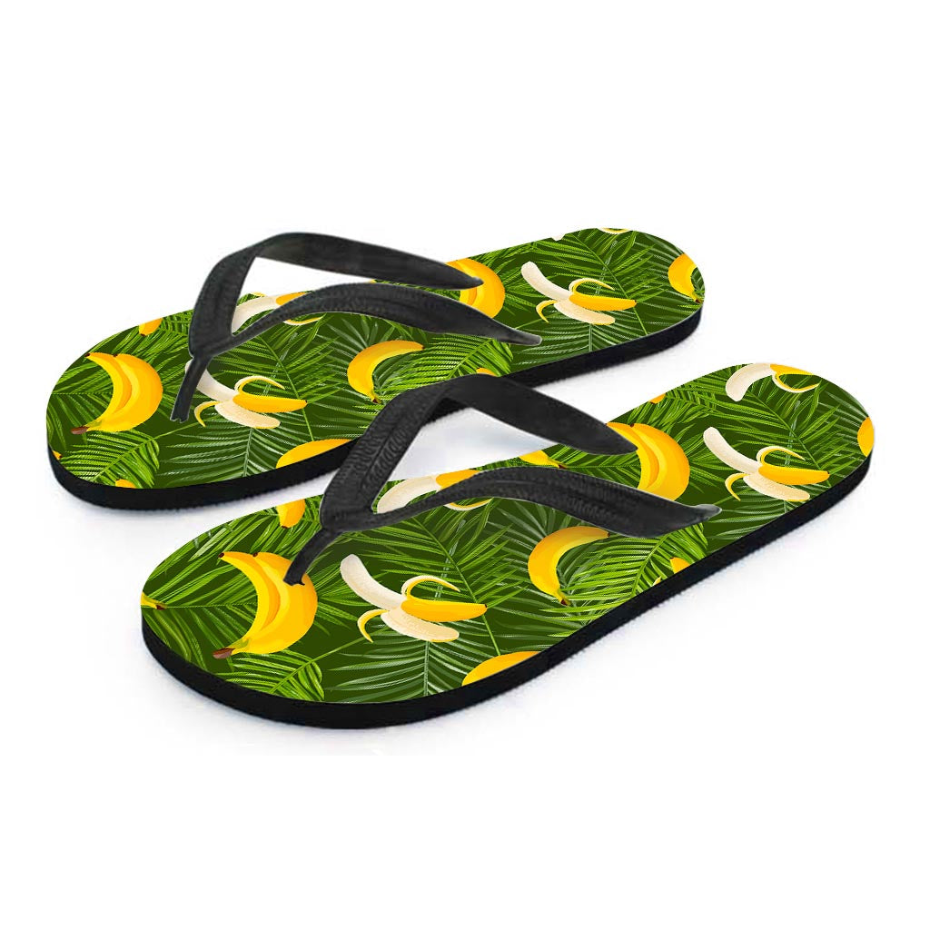 Green Tropical Banana Pattern Print Flip Flops