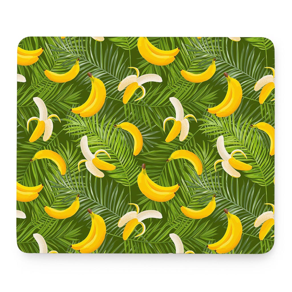 Green Tropical Banana Pattern Print Mouse Pad