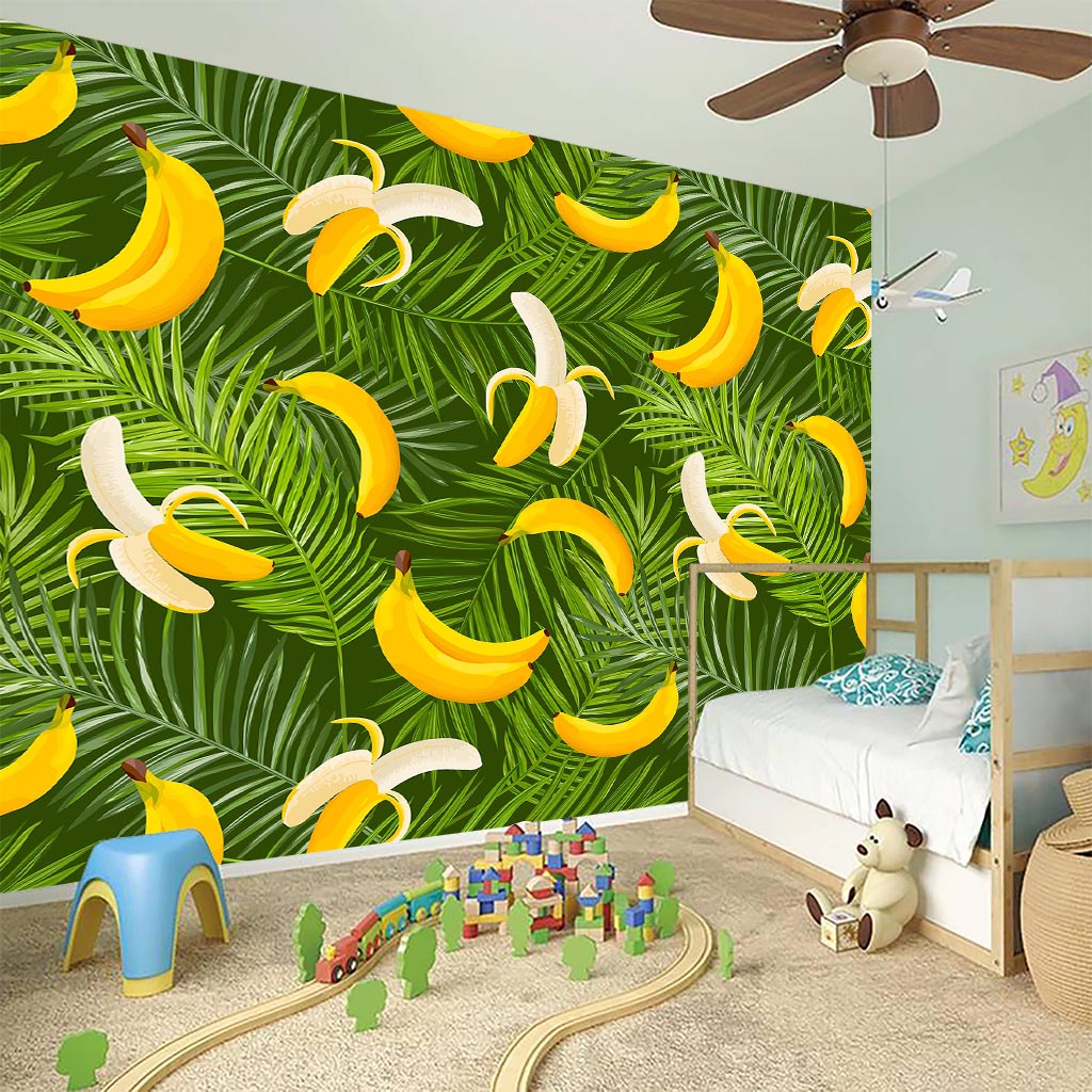 Green Tropical Banana Pattern Print Wall Sticker