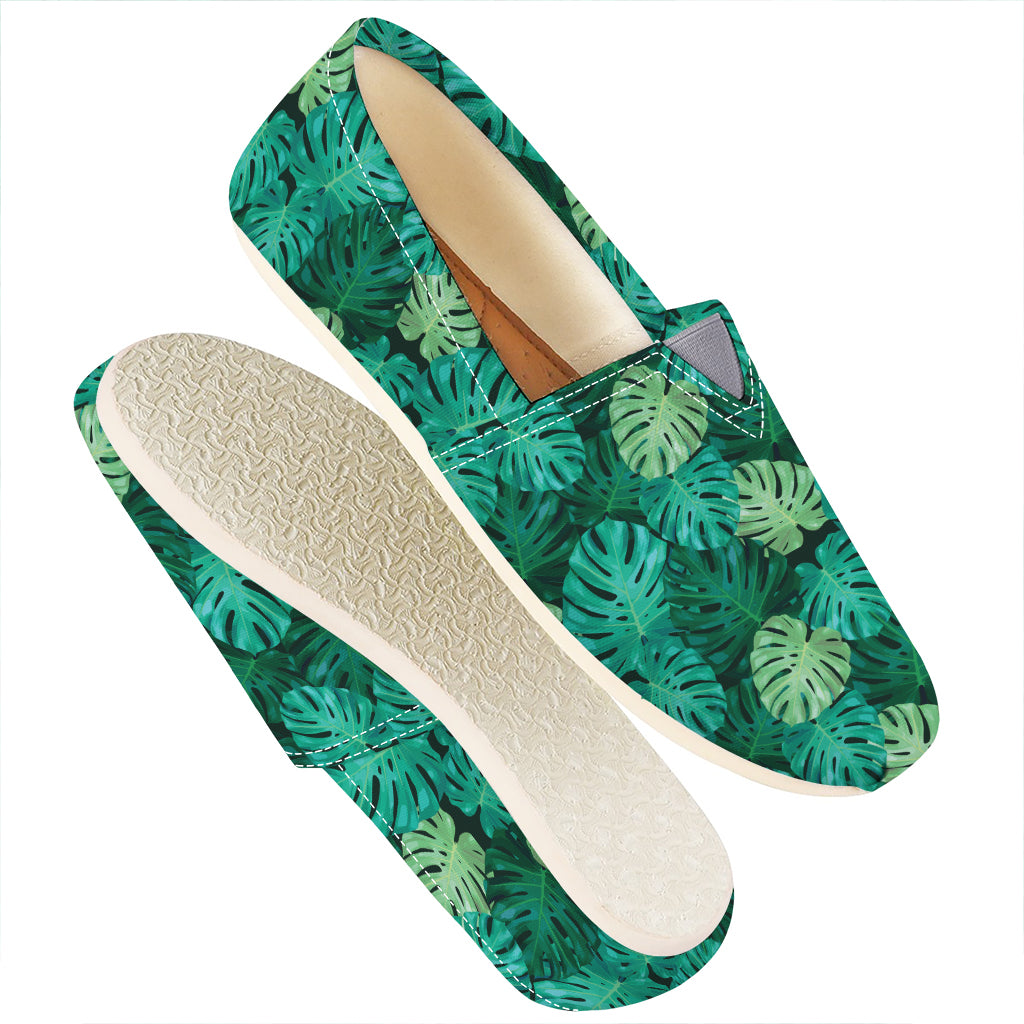 Green Tropical Monstera Pattern Print Casual Shoes