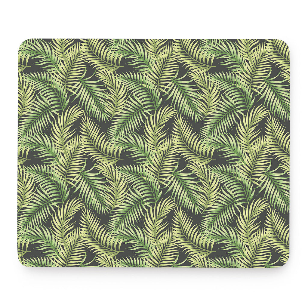 Green Tropical Palm Leaf Pattern Print Mouse Pad