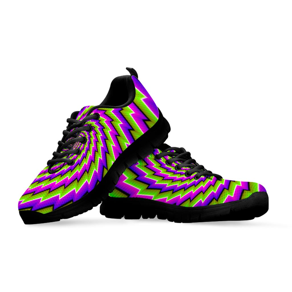 Green Twisted Moving Optical Illusion Black Running Shoes
