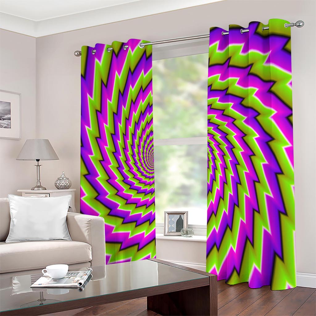 Green Twisted Moving Optical Illusion Extra Wide Grommet Curtains