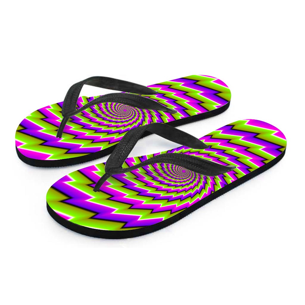 Green Twisted Moving Optical Illusion Flip Flops