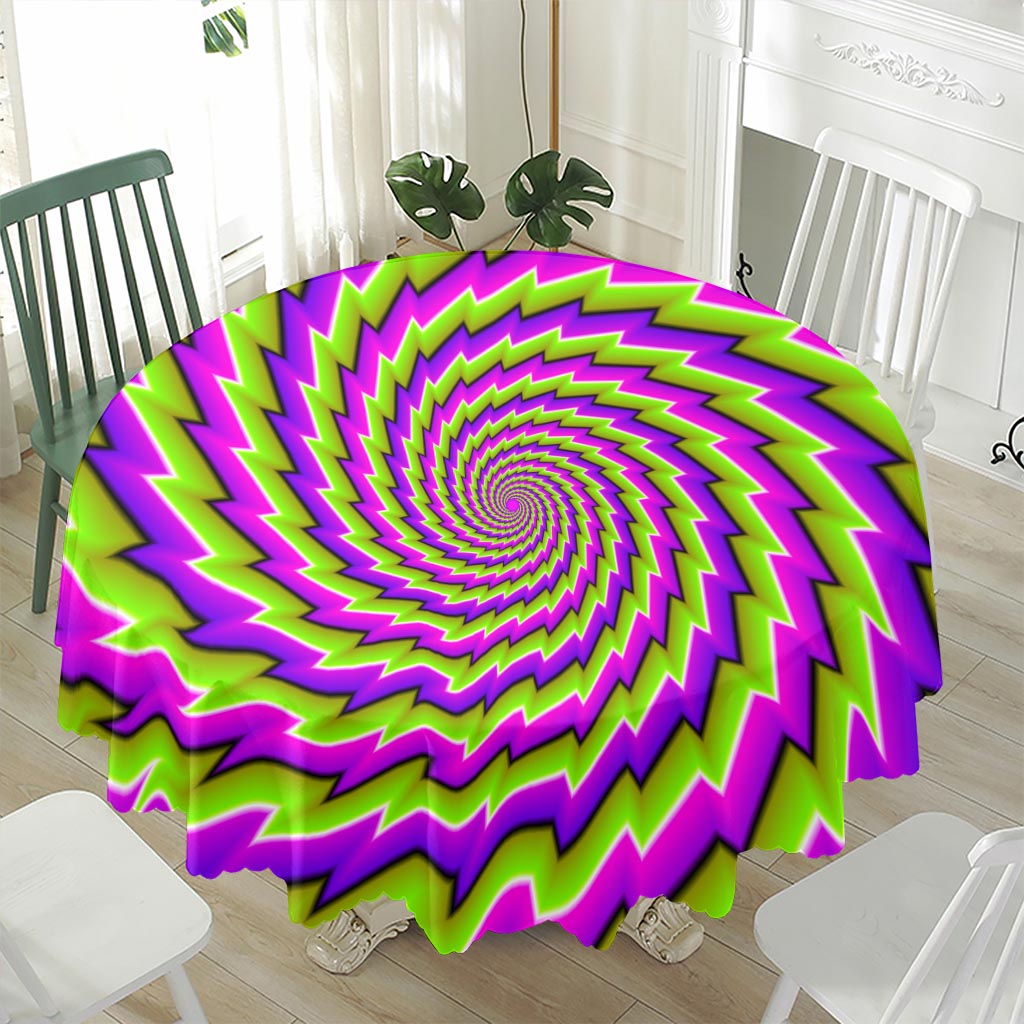 Green Twisted Moving Optical Illusion Waterproof Round Tablecloth