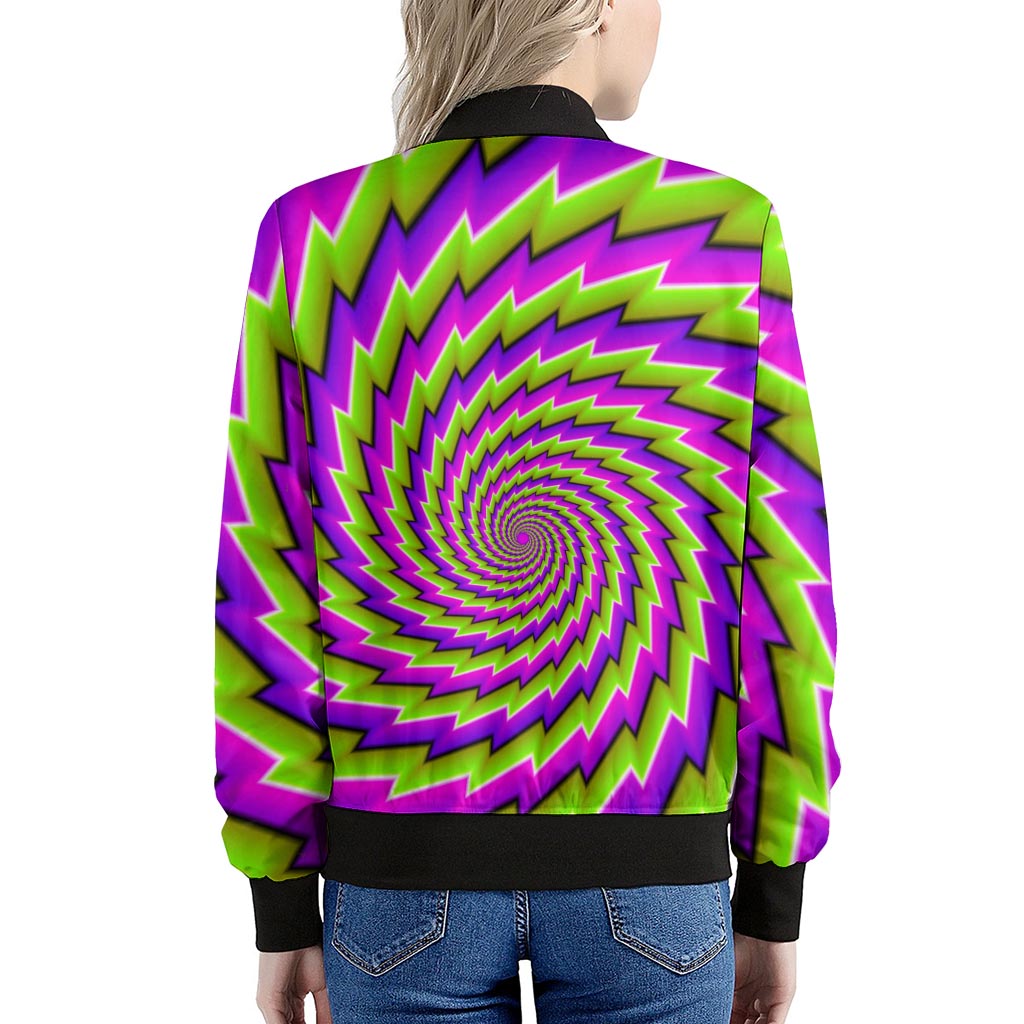 Green Twisted Moving Optical Illusion Women's Bomber Jacket