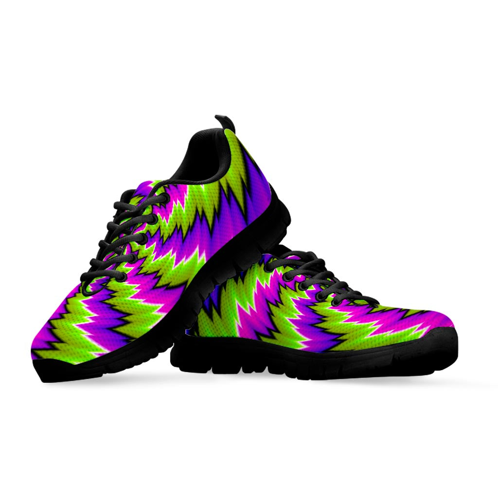 Green Vortex Moving Optical Illusion Black Running Shoes