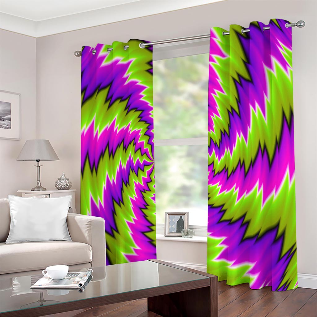 Green Vortex Moving Optical Illusion Extra Wide Grommet Curtains