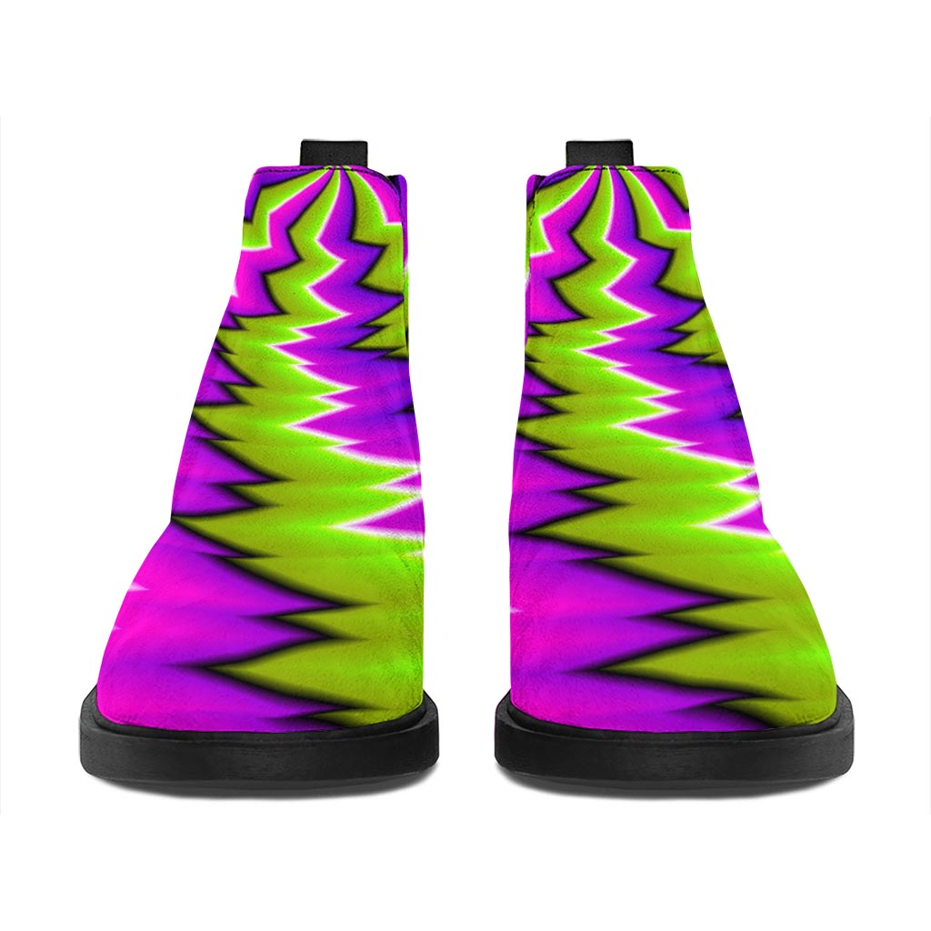 Green Vortex Moving Optical Illusion Flat Ankle Boots